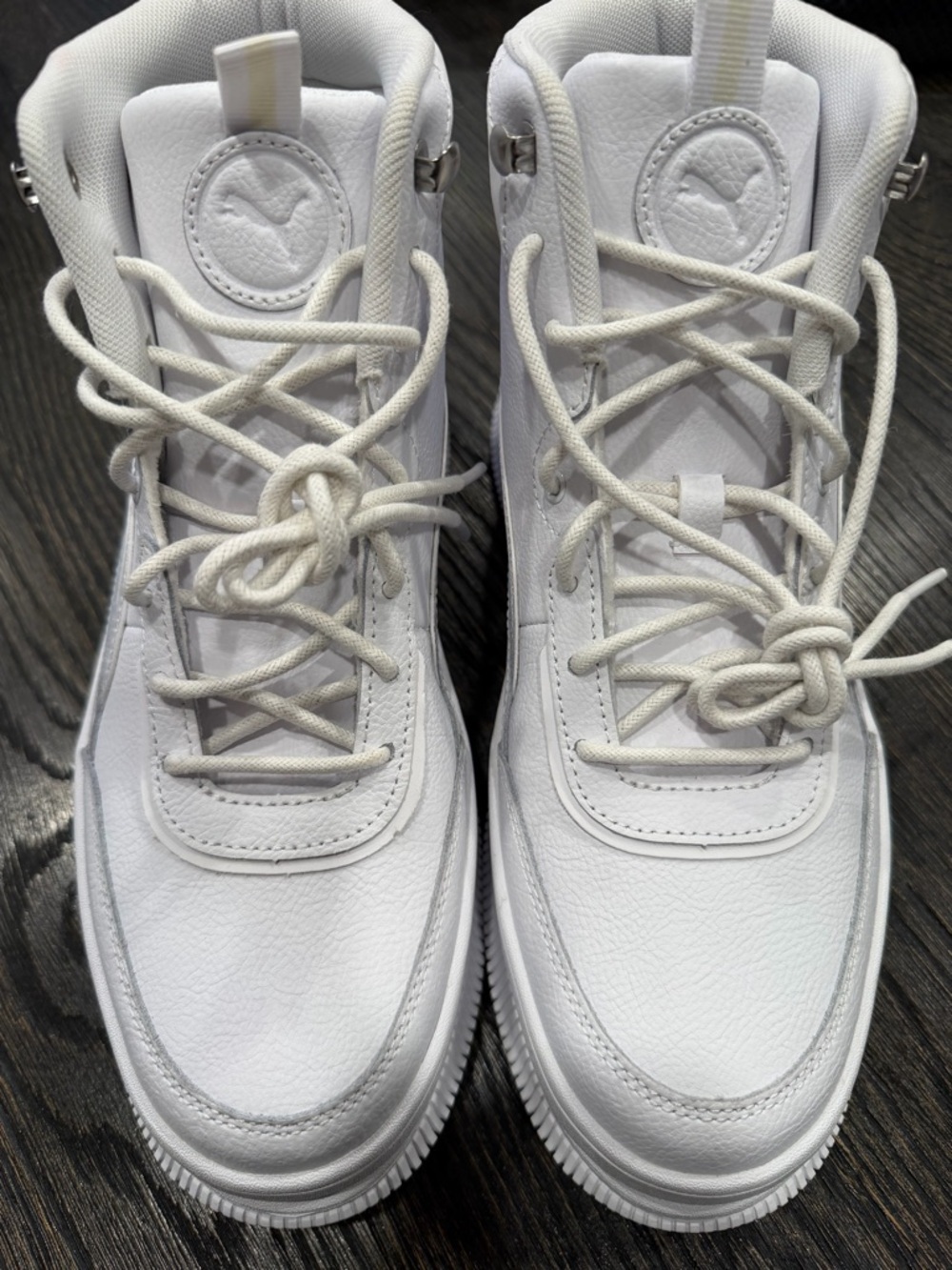 PUMA Mayra Lace Up High Top Womens Off White Sneakers Casual Shoes size 10.5 - Picture 4 of 10
